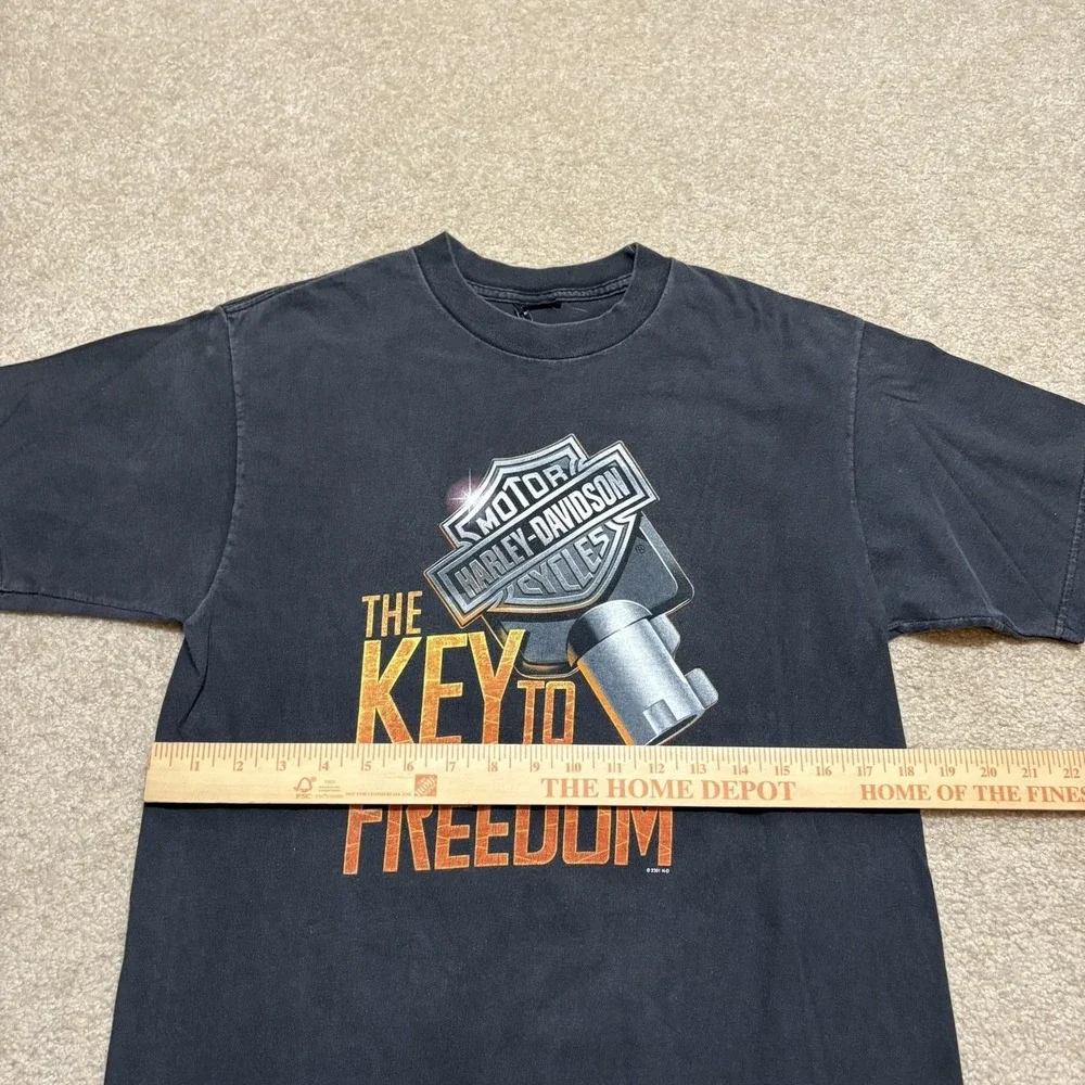 Vtg Harley-Davidson Shirt Mens Medium‎ Black Key to Freedom Eagle New York 2001